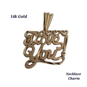 14k Gold I Love You Necklace Charm